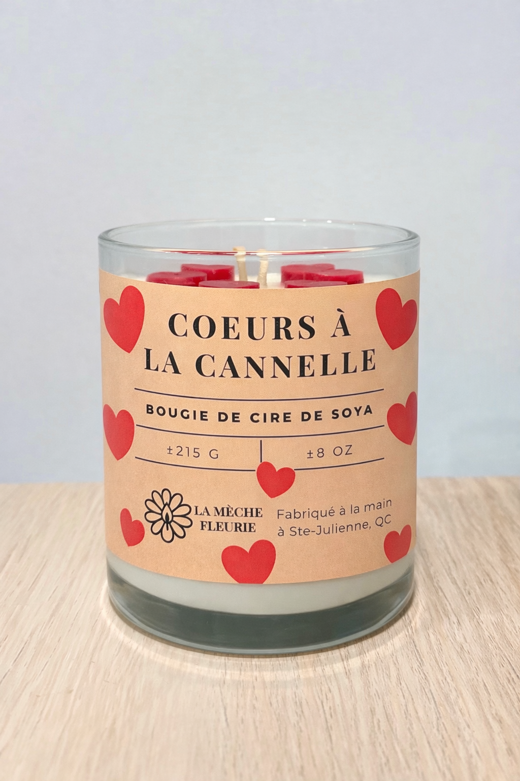 Bougie Coeurs à la cannelle