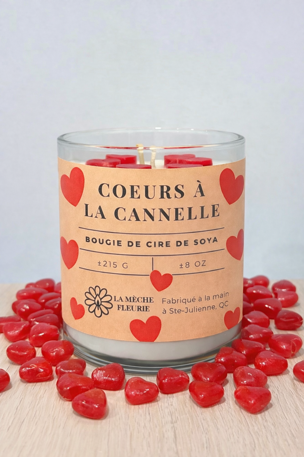 Bougie Coeurs à la cannelle
